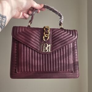 NWT Badgley Mischka Quilted Handbag In Plum